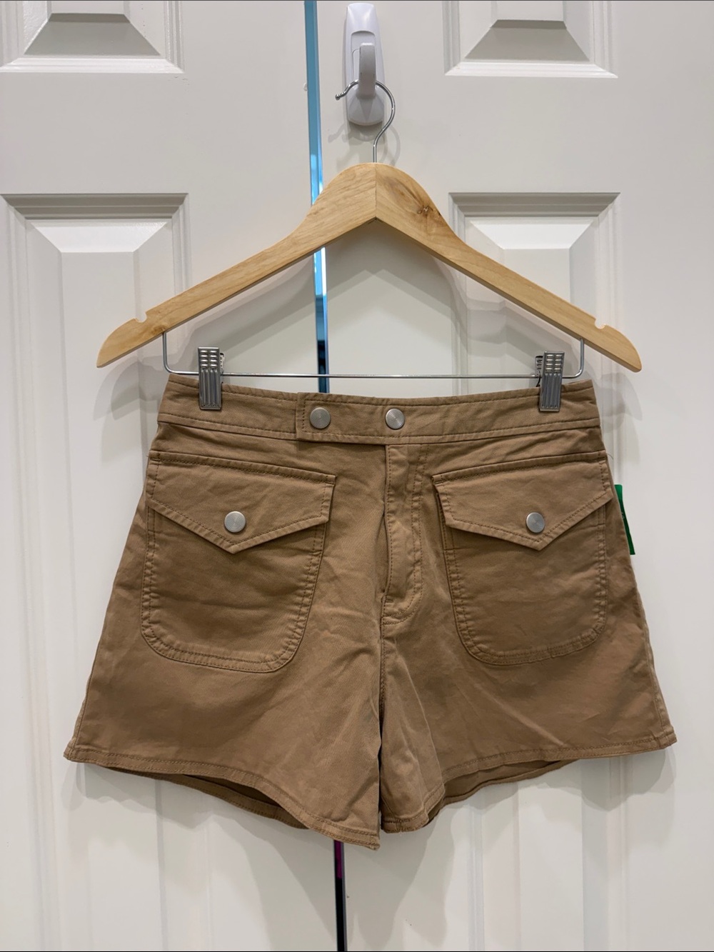 Womens Khaki Utility Pocket Shorts
